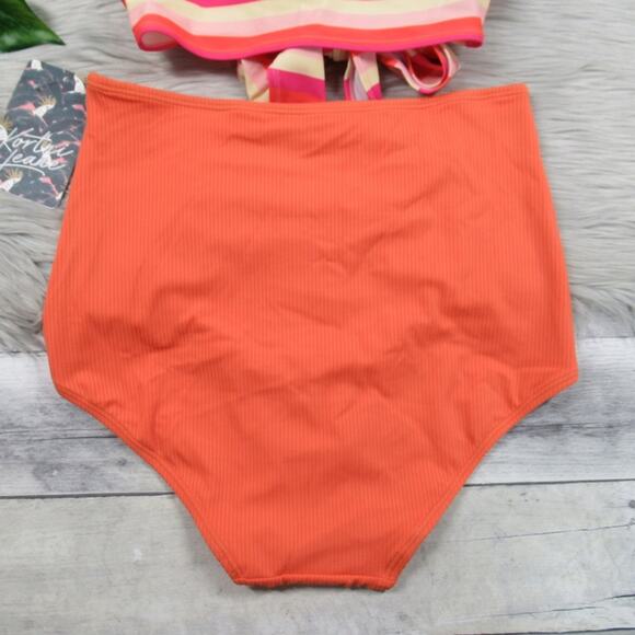 KORTNI JEANE Tied-Up Top & Ribbed Ruched Bottoms Swimsuit Bikini Set Small NEW - Picture 5 of 13